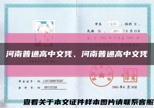 河南普通高中文憑、河南普通高中文憑縮略圖