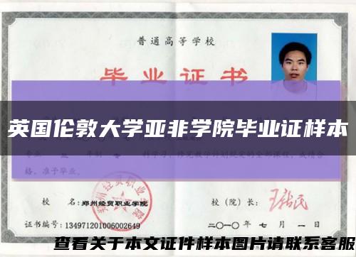 英國倫敦大學亞非學院畢業證樣本縮略圖
