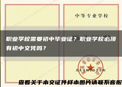 職業學校需要初中畢業證？職業學校必須有初中文憑嗎？縮略圖