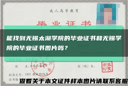 能找到無錫太湖學院的畢業證書和無錫學院的畢業證書圖片嗎？縮略圖