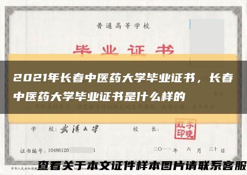 2021年長春中醫藥大學畢業證書，長春中醫藥大學畢業證書是什么樣的縮略圖
