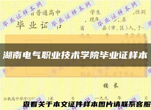 湖南電氣職業技術學院畢業證樣本縮略圖