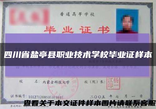 四川省鹽亭縣職業技術學校畢業證樣本縮略圖
