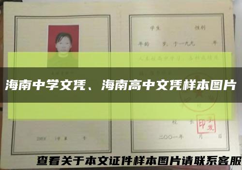 海南中學文憑、海南高中文憑樣本圖片縮略圖