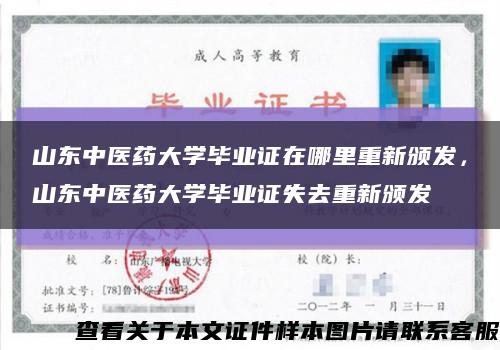 山東中醫藥大學畢業證在哪里重新頒發，山東中醫藥大學畢業證失去重新頒發縮略圖