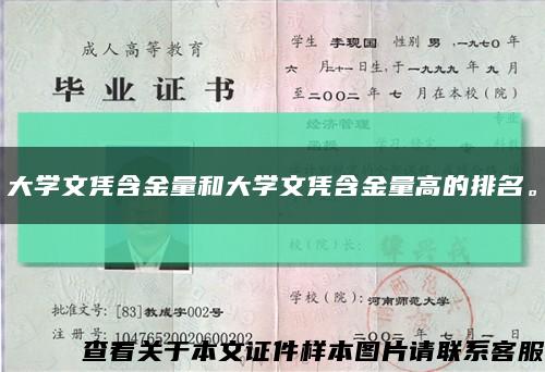大學文憑含金量和大學文憑含金量高的排名?？s略圖