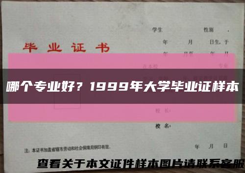 哪個專業好？1999年大學畢業證樣本縮略圖