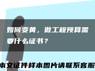 如何變黃，做工程預算需要什么證書？縮略圖