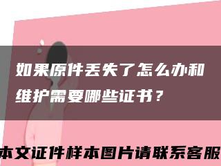 如果原件丟失了怎么辦和維護需要哪些證書？縮略圖