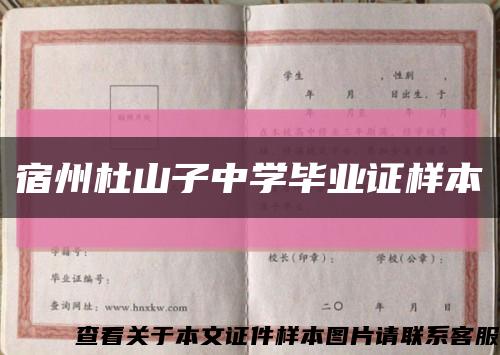 宿州杜山子中學畢業證樣本縮略圖