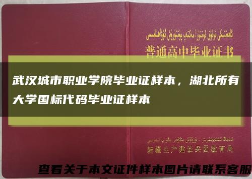 武漢城市職業學院畢業證樣本，湖北所有大學國標代碼畢業證樣本縮略圖