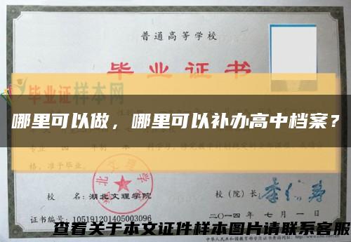 哪里可以做，哪里可以補辦高中檔案？縮略圖