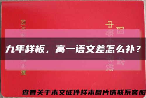 九年樣板，高一語文差怎么補？縮略圖