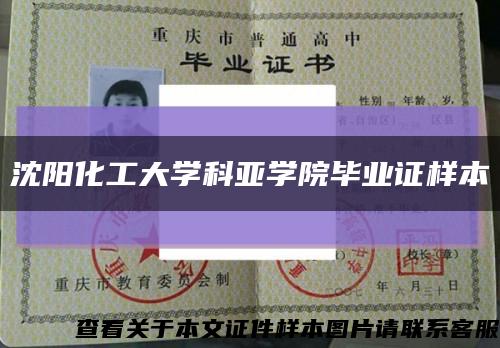 沈陽化工大學科亞學院畢業證樣本縮略圖