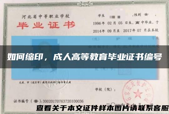 如何縮印，成人高等教育畢業證書編號縮略圖