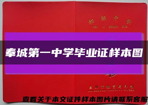 奉城第一中學畢業證樣本圖縮略圖