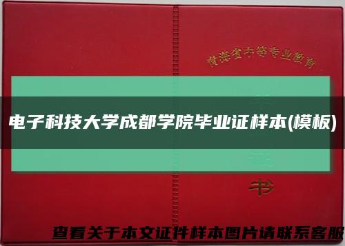 電子科技大學成都學院畢業證樣本(模板)縮略圖
