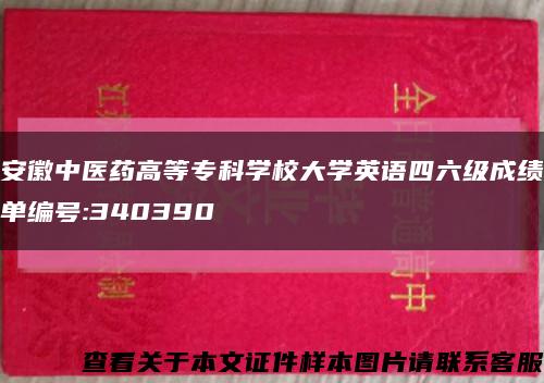 安徽中醫藥高等?？茖W校大學英語四六級成績單編號:340390縮略圖