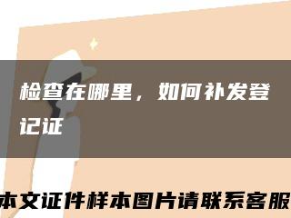 檢查在哪里，如何補發登記證縮略圖
