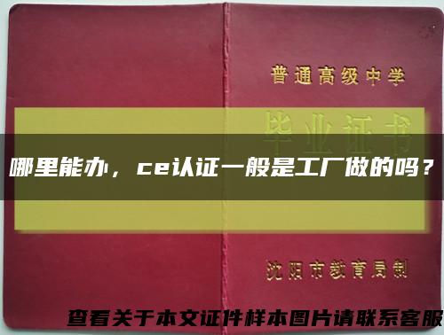 哪里能辦，ce認證一般是工廠做的嗎？縮略圖