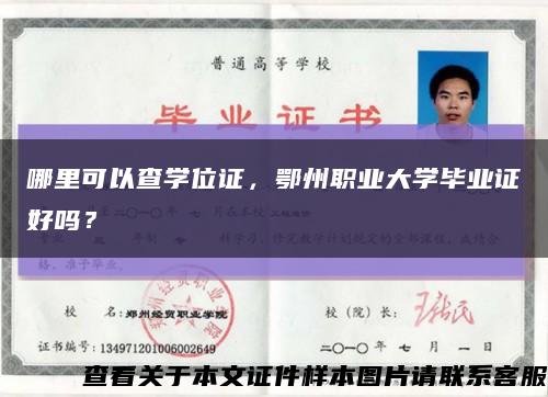 哪里可以查學位證，鄂州職業大學畢業證好嗎？縮略圖