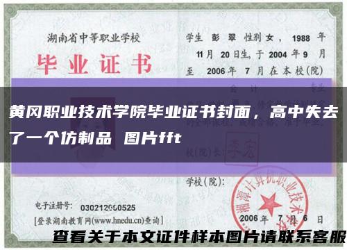 黃岡職業技術學院畢業證書封面，高中失去了一個仿制品 圖片fft縮略圖