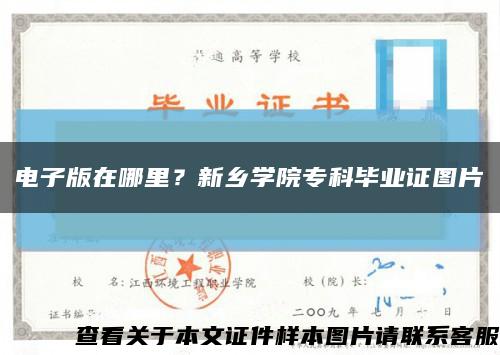 電子版在哪里？新鄉學院?？飘厴I證圖片縮略圖