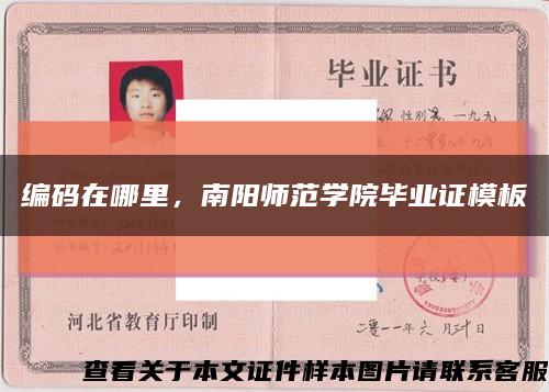 編碼在哪里，南陽師范學院畢業證模板縮略圖