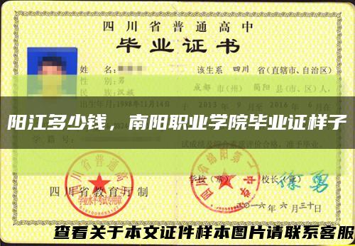 陽江多少錢，南陽職業學院畢業證樣子縮略圖