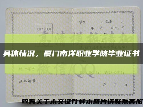 具體情況，廈門南洋職業學院畢業證書縮略圖