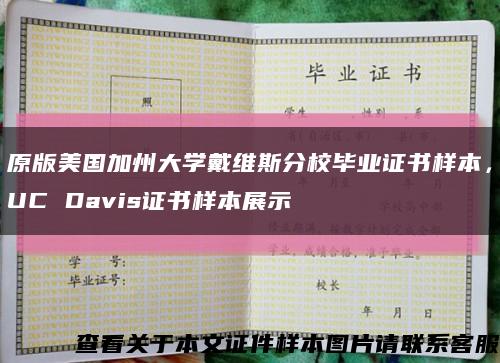 原版美國加州大學戴維斯分校畢業證書樣本，UC Davis證書樣本展示縮略圖
