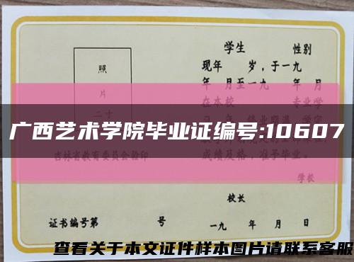 廣西藝術學院畢業證編號:10607縮略圖