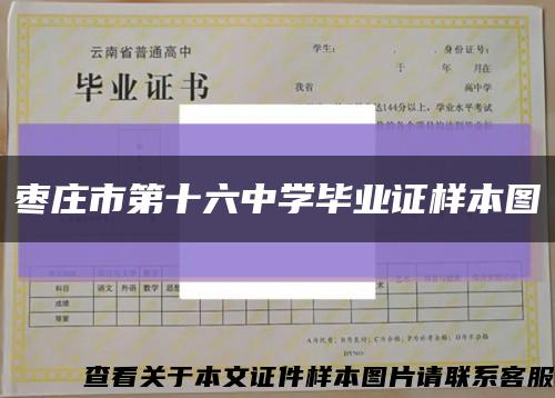 棗莊市第十六中學畢業證樣本圖縮略圖