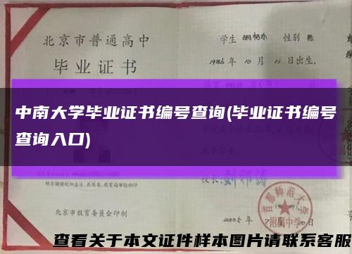 中南大學畢業證書編號查詢(畢業證書編號查詢入口)縮略圖