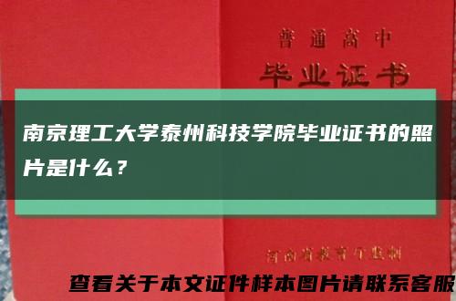 南京理工大學泰州科技學院畢業證書的照片是什么？縮略圖