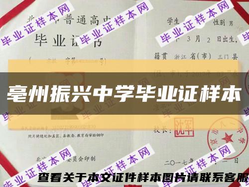 亳州振興中學畢業證樣本縮略圖