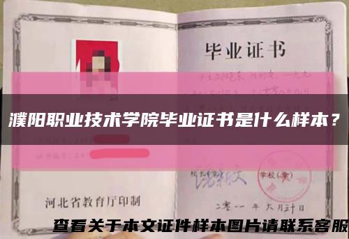 濮陽職業技術學院畢業證書是什么樣本？縮略圖