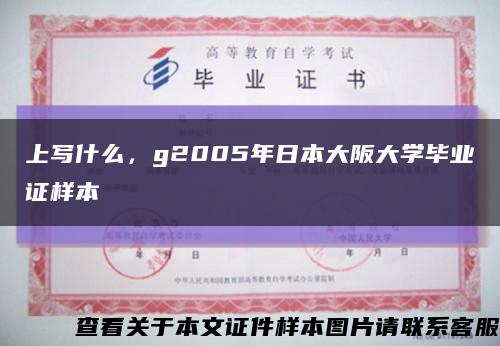 上寫什么，g2005年日本大阪大學畢業證樣本縮略圖