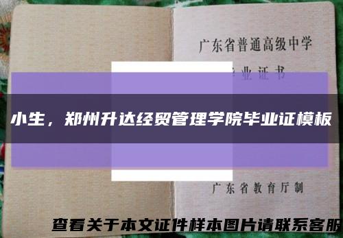小生，鄭州升達經貿管理學院畢業證模板縮略圖