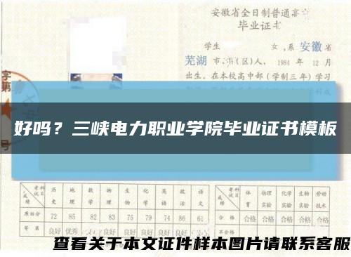好嗎？三峽電力職業學院畢業證書模板縮略圖