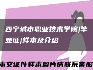 西寧城市職業技術學院|畢業證|樣本及介紹縮略圖
