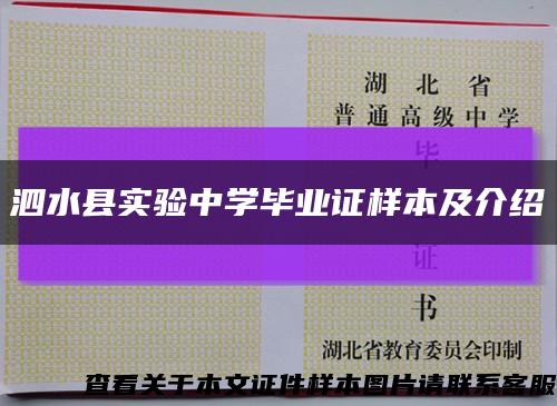 泗水縣實驗中學畢業證樣本及介紹縮略圖