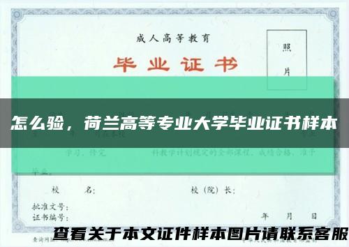 怎么驗，荷蘭高等專業大學畢業證書樣本縮略圖