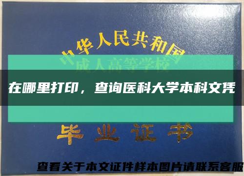 在哪里打印，查詢醫科大學本科文憑縮略圖