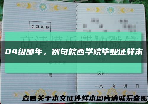 04級哪年，例句皖西學院畢業證樣本縮略圖