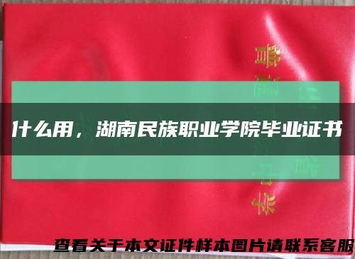 什么用，湖南民族職業學院畢業證書縮略圖