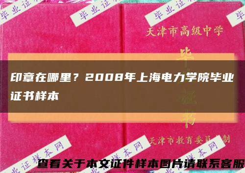 印章在哪里？2008年上海電力學院畢業證書樣本縮略圖