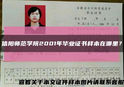 信陽師范學院2001年畢業證書樣本在哪里？縮略圖