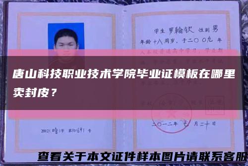 唐山科技職業技術學院畢業證模板在哪里賣封皮？縮略圖