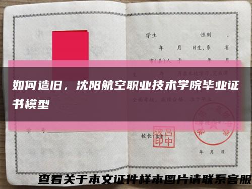 如何造舊，沈陽航空職業技術學院畢業證書模型縮略圖